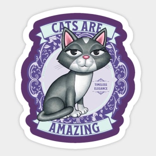 Cute Kitty Cat on purple wreath Cats are Amazing Sticker